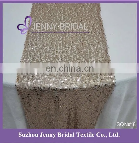 TR019A Jenny bridal gold sequin embroidered wedding table runners
