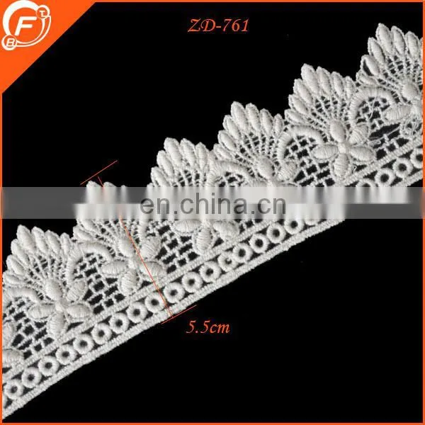 2014 fashion silver embroidered lace trim for dress flower pattern