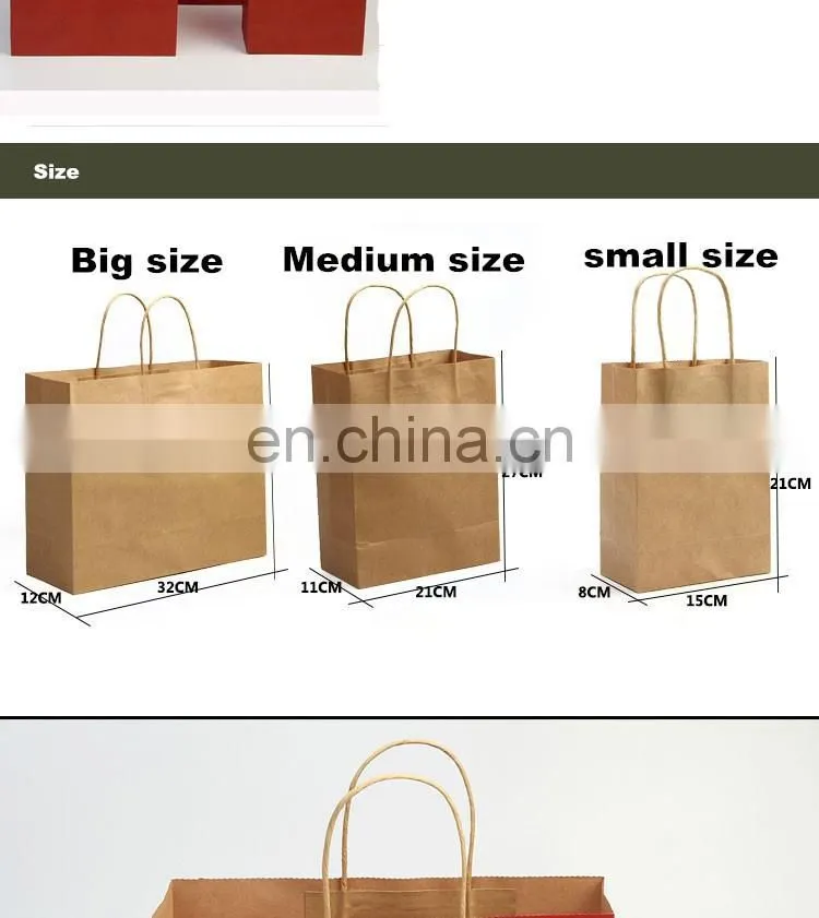 Wholesale colorful customized printed kraft paper bags with handles