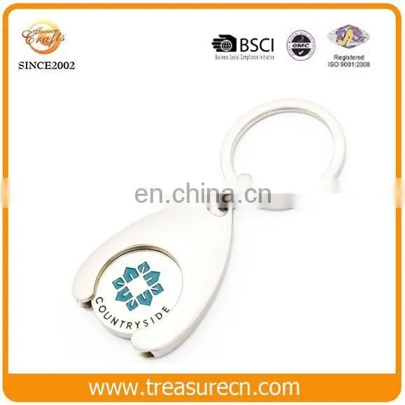 Custom Logo Printing Enamel With Metal Trolley Coin Keychain