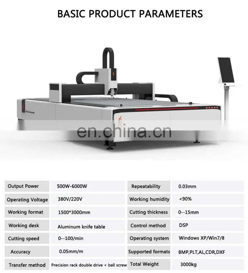 China popular Sheet Metal 1000W Laser Cutter Machine For for steel aluminum