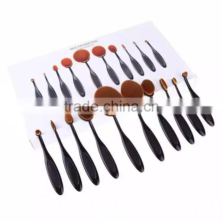 Tooth Shape Powder Foundation Brush/Oval Makeup brushes with Rubber handle/Metal make up Brush