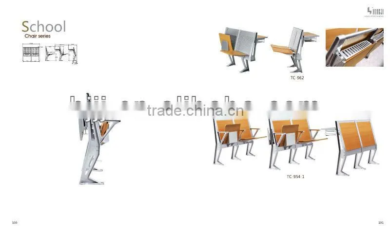 popular school furniture university sudent desk and chair TC-963-V for college
