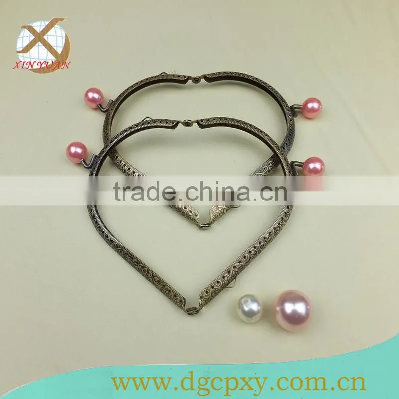 Beautiful heart-shape purse metal frame with lovely beads