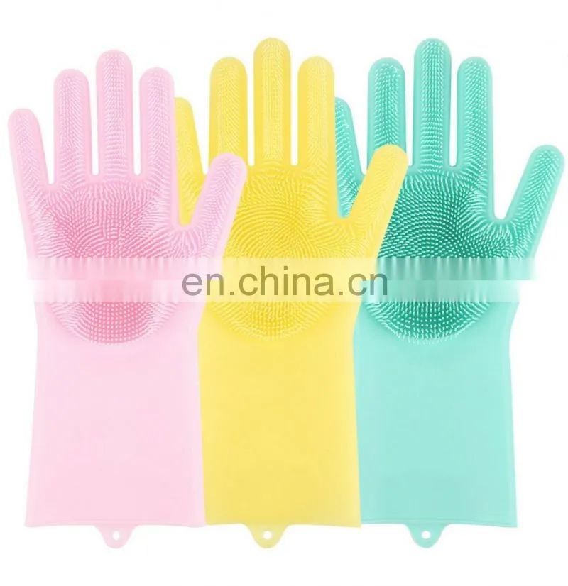 Dishwashing GloveR Magic Silicone Scrubber Rubber Cleaning GloveRs For Kitchen Pet