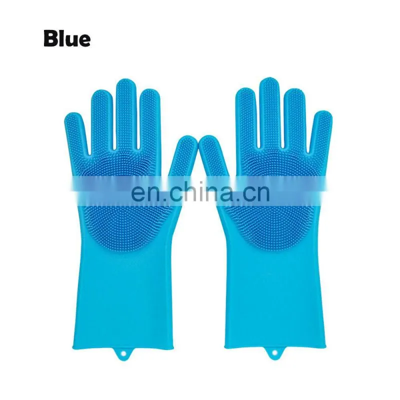 Dishwashing GloveR Magic Silicone Scrubber Rubber Cleaning GloveRs For Kitchen Pet