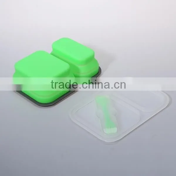 Silicone+PP The large capacity plastic students lunch box with spoon