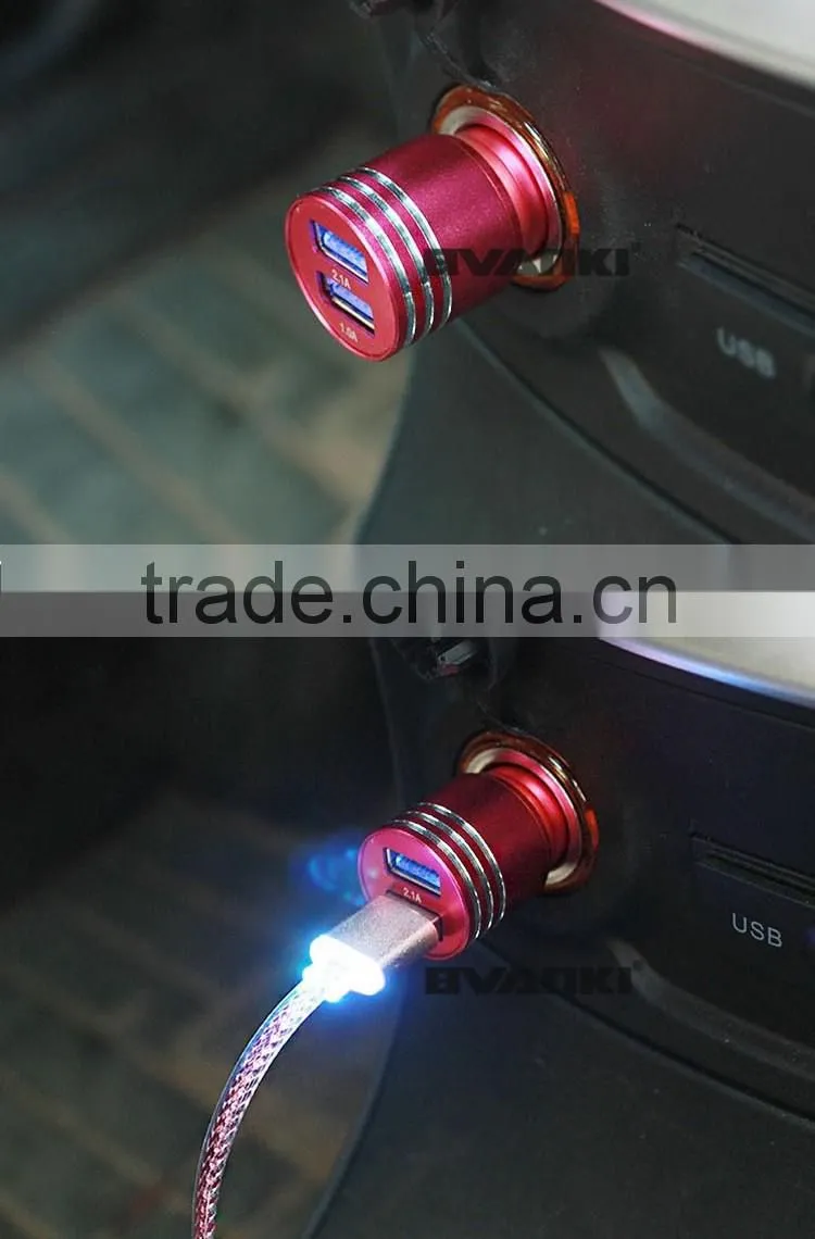 New 3.1A Quick Charge 2.0 Travel Car charger for Travel in-Car use/ Stainless Steel Safety Hammer QC 2.0 Dual USB Car Charger