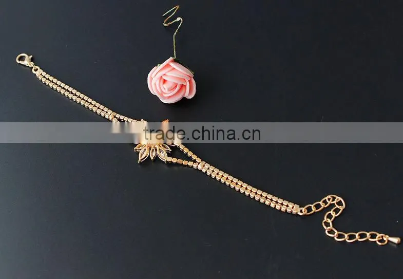 Gold and Silver Lotus Flower Bracelet For Women Fashion Jewelry