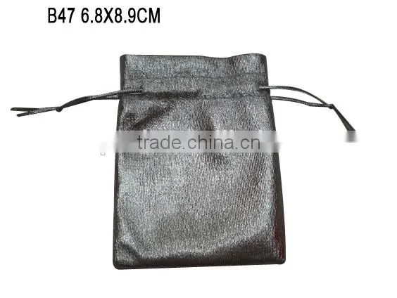 China Manufacture Custom Drawstring Faux Leather Jewelry Gift Bag B47