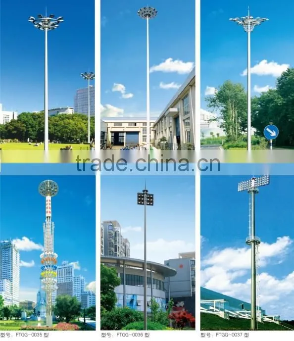 Retrofited style & top heat dissipation solar led high mast lighting with LED fixtures & auto lifting system