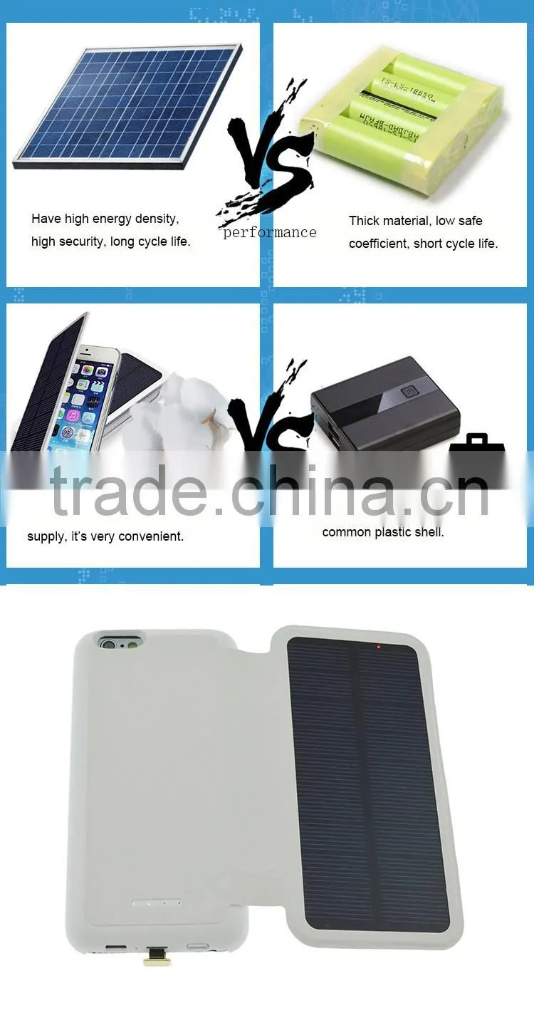 Power bank case rohs battery charger solar power phone case wallet battery replacement back cover solar case for iphone6