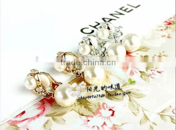Crystal Rhinestone Pearl Dangle Earrings Pearl Bridal Earrings Elegant Pearl Bridal Earrings