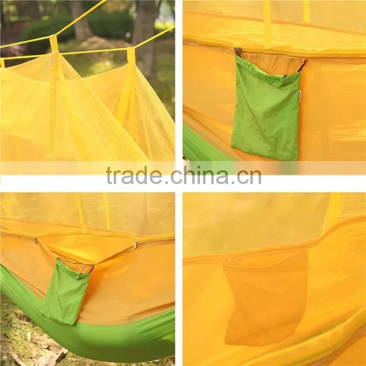 Nylon Fabric Travel Portable Camping Folding Swinging Outdoor Hammocks With Mosquito Netting