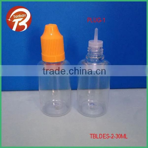 30ml pet bottle for e liquid nicotine bottles with short dropper&childproof cap