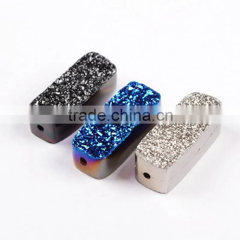 Small grain rectangle flat agate druzy bar cabochon semi-precious gemstone for jewelry