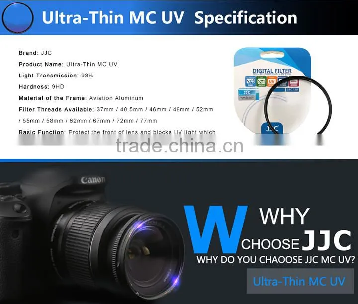 JJC Ultra-thin UV Filter For Camera 40.5mm UV Filter F-MCUV405 For NIKON