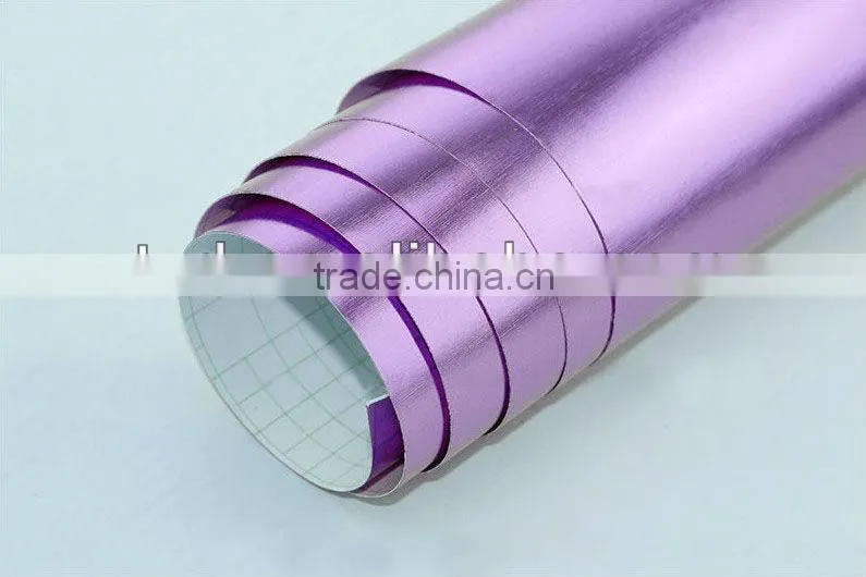 Red Chrome Brushed Car Sticker with air drains 1.52*30m each roll
