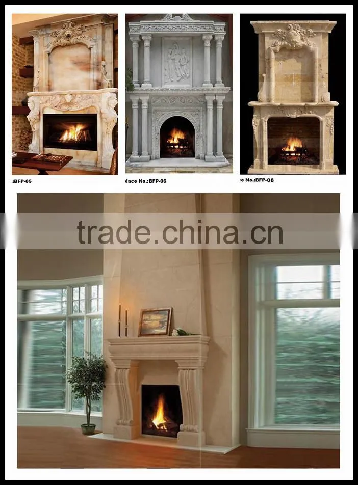 Western Style Hand Carved Corner Fireplace Mantels Shelves