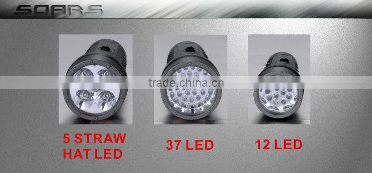 5 staw hat led/12led/37led plastic flashlight cheap torch light