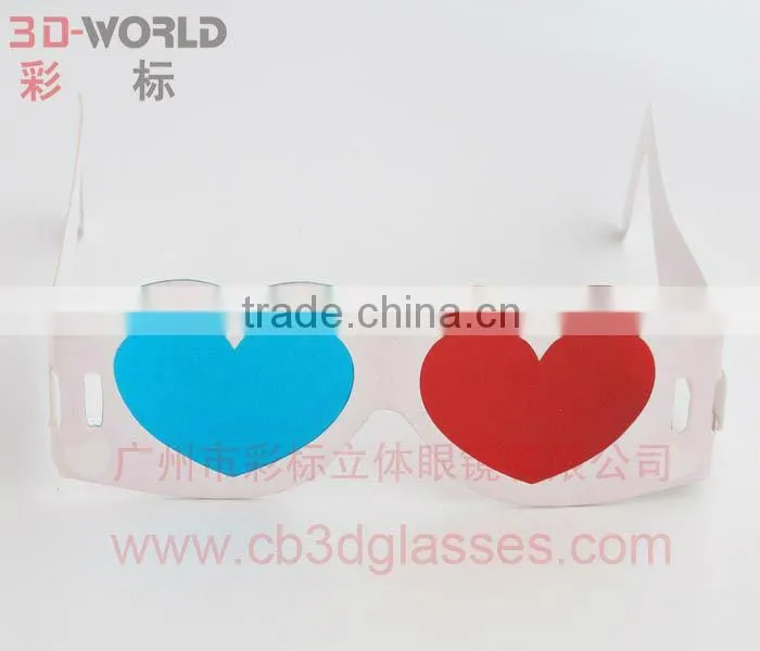 Yellow frame red&cyan 3d glasses plastic