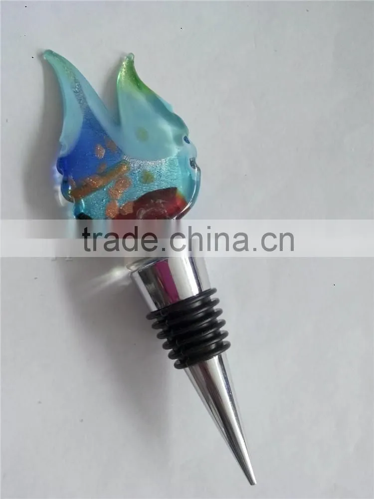 Popular glass leaf shape Bottle Wine Stopper