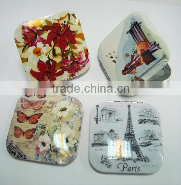 Square aluminum mini compact mirror with double sides