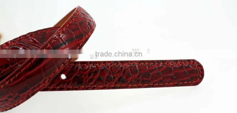 Women's Classic patent PU leather belt with Gold buckle /CROCO Faux leather belt for lady