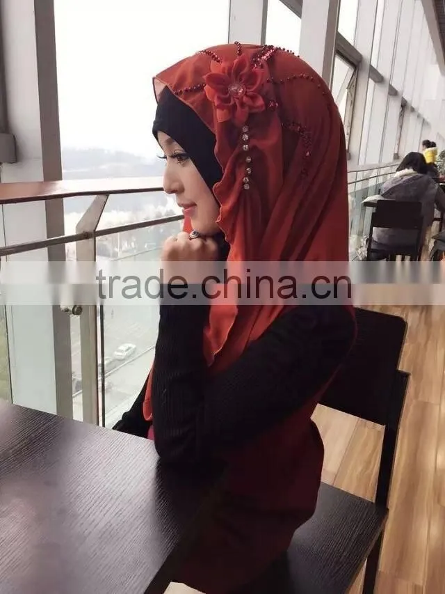H257 big size ninja hats with hoody and handmade flower and beading
