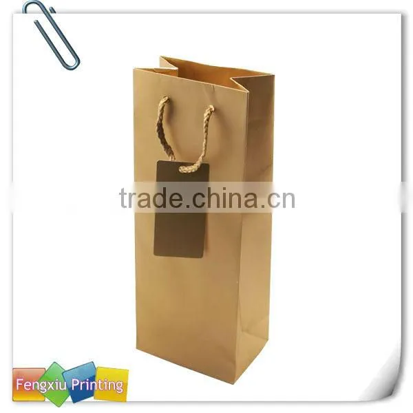 Brown Paper Wine Tote Bag with Tag