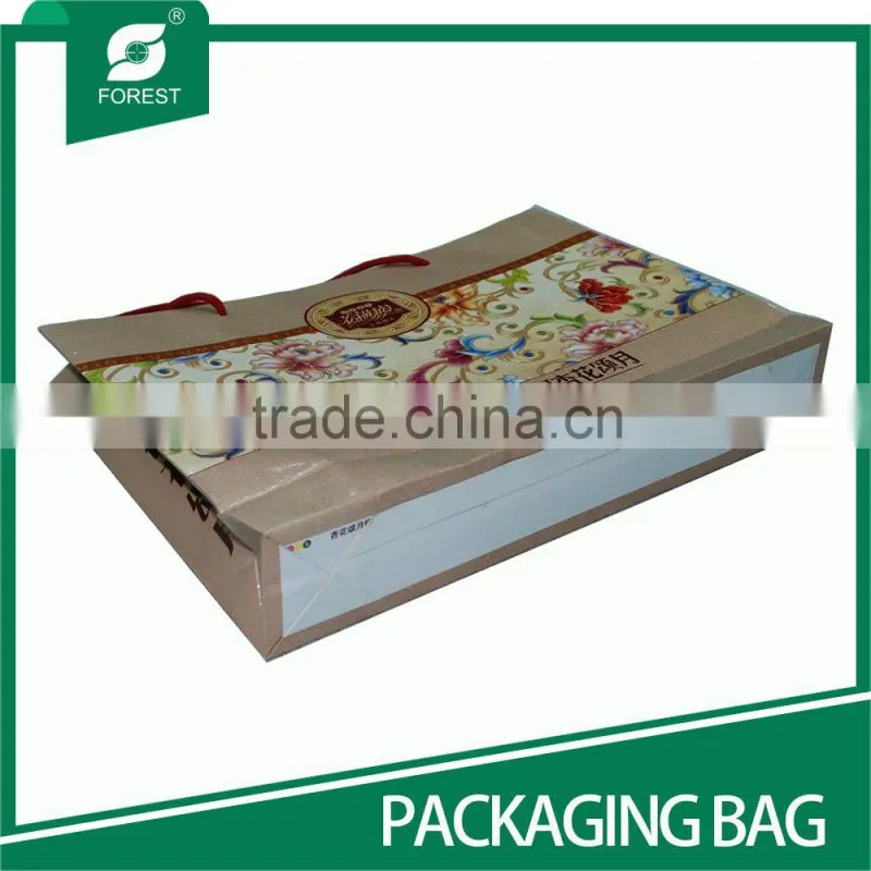 BEAUTIFUL COLOR PAPER MATERIAL PACKAGING BAG FOR FOOD WITH HANDLE
