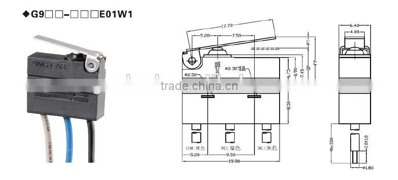 G9 sealed subminiature micro switch IP67