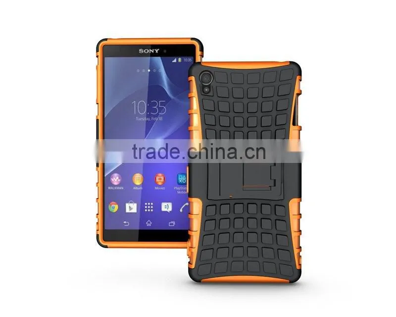 Dual Layer Tough Rugged Kickstand Hybrid Heavy Duty Armor Shockproof Case For Sony Z3