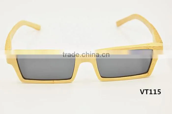 2016 round square retro UV400 color lens design bamboo wooden polarized sunglasses quality