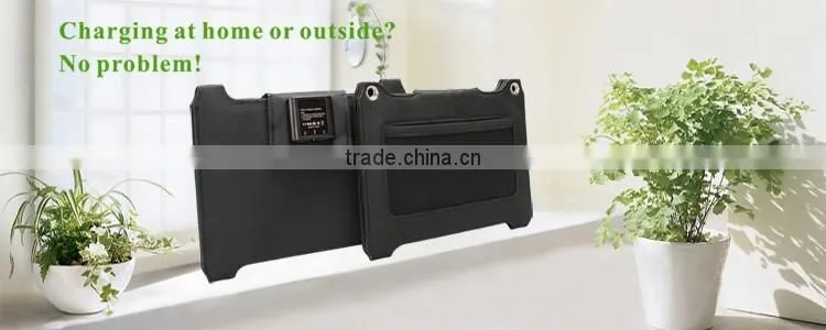 2016 newest dual usb fabric foldable solar panel charger 14w with battery for cellphone