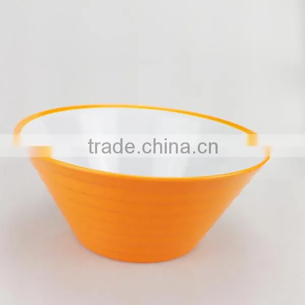Wholesale 3 pcs two tone straight grain melamine mixing bowl set