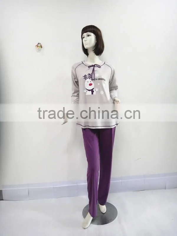 Leisure simple cute snowman pajamas women