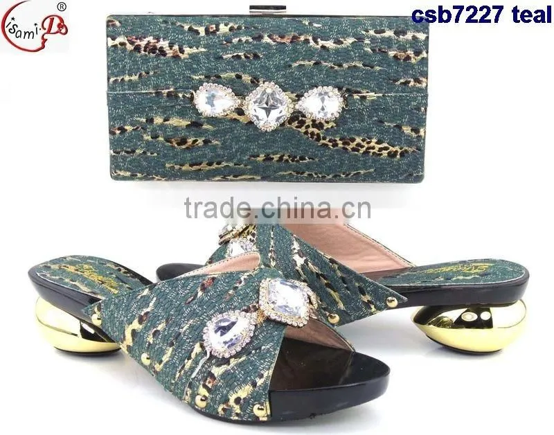 CSB7227 Top fashion latest fashion woman italy style high heel shoes and glitter bags