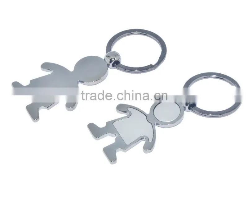 Girl shape keychain metal keychain with custom logo (printing & laser)