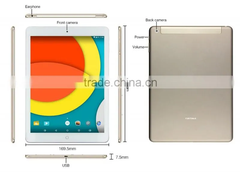 OT 9.7 inch 2048*1536 Tritina JG9751 Android 5.1 Tablet PC RK3288 Quad Core 2GB RAM 16GB ROM 2MP+5MP Camera OTG 8000mAh