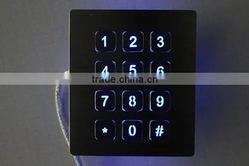 12 keys metal keypad entry with rear panel mounting
