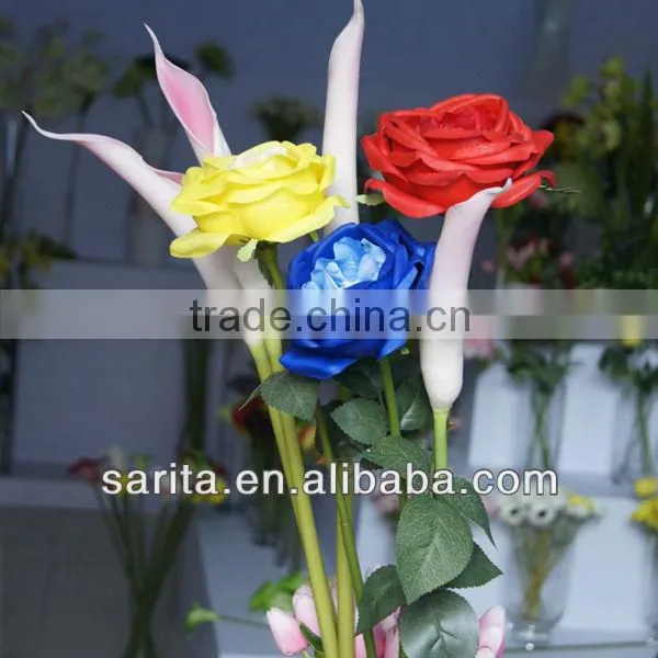 factory price single artificial cabbage roses with red colors