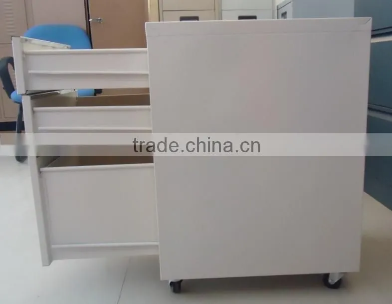 Small Movable Steel File Cabinet under Office Desk