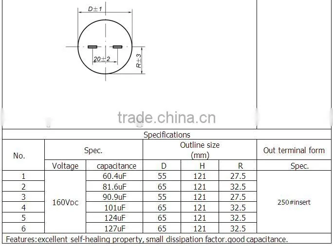 Mainly used in railway signaling humorous unit Capacitor 160V