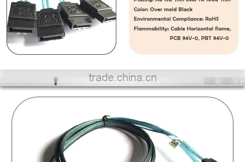 Internal HD Mini SAS SFF-8643 to 4 SATA Forward Breakout Cable