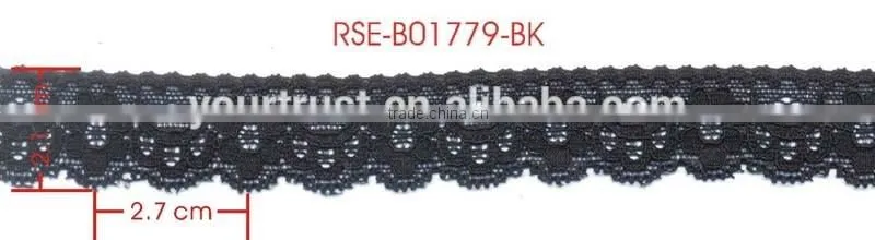 Width 2.1 Centimeter Black Stretch Tape Trim Spandex Jacquard Elastic Lace