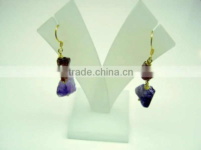 Tanzanite Raw Gemstone Stud 925 Sterling Silver Earring Jewelry, Rough Gemstone Stud Earring, Designer Gemstone Jewelry