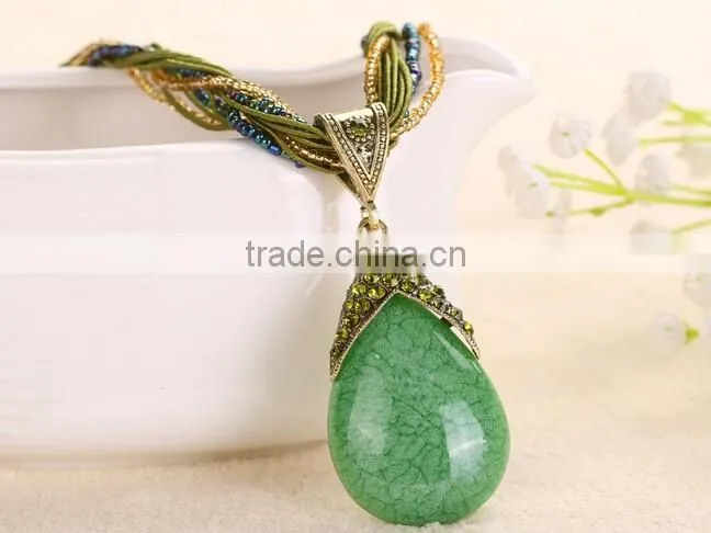 New Fashion Women Long Bib Crystal Pendant Vintage Statement Necklace Jewelry