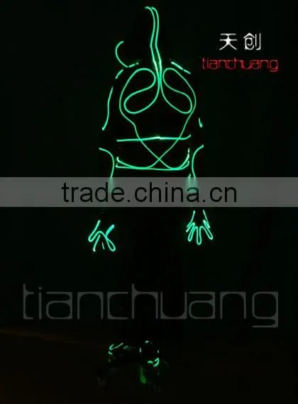 2016 Hot sale LED Light up fiber optic tron dance jumpsuits