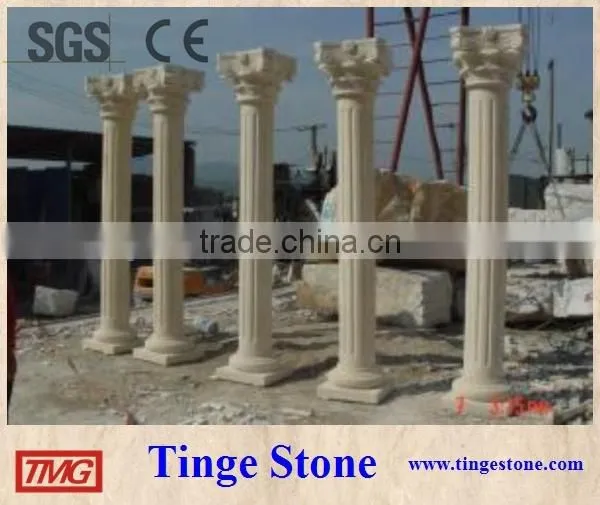 G603 sesame white granite solid column carved cap 3 meter tall